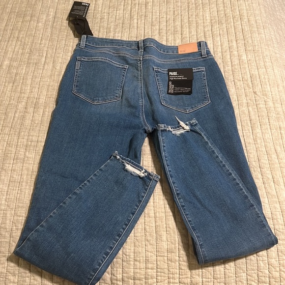 🔥🔥PAIGE Transcend Hoxton Ripped High Waist Ankle Skinny Jeans - Picture 13 of 16